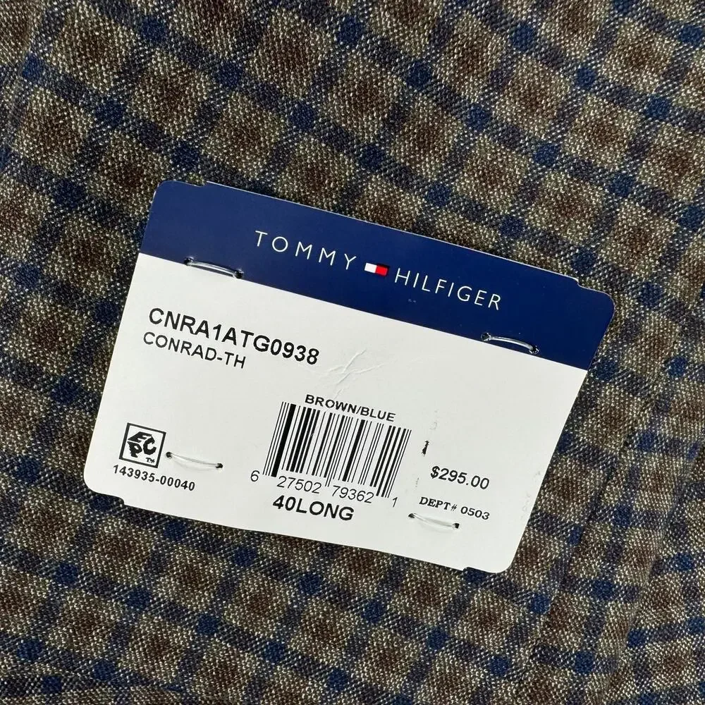 Tommy Hilfiger Mens Modern Fit Conrad Check Plaid Sport Coat Brown Blue 40L